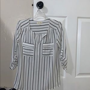 White with black stripes top